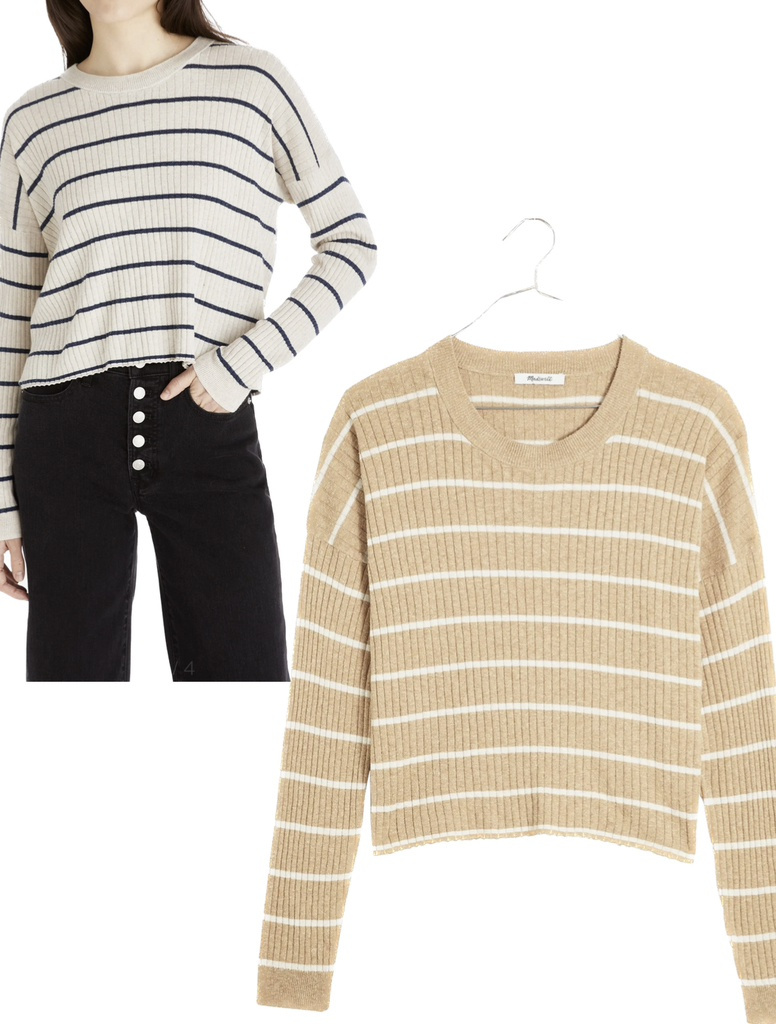 Fashion Look Featuring Madewell Crewneck Swoop Neck Sweaters By