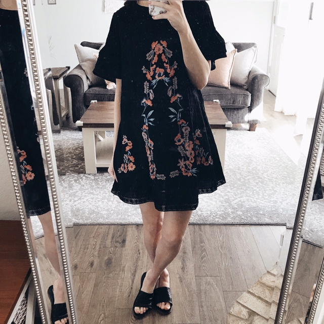 umgee black embroidered dress