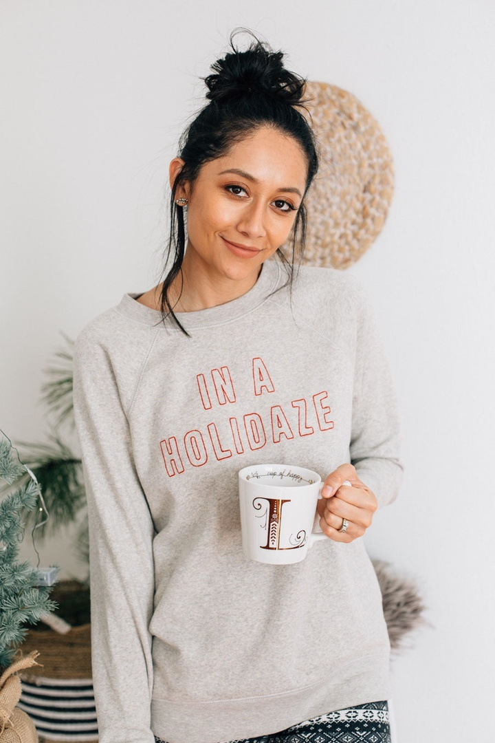 in a holidaze sweatshirt american eagle