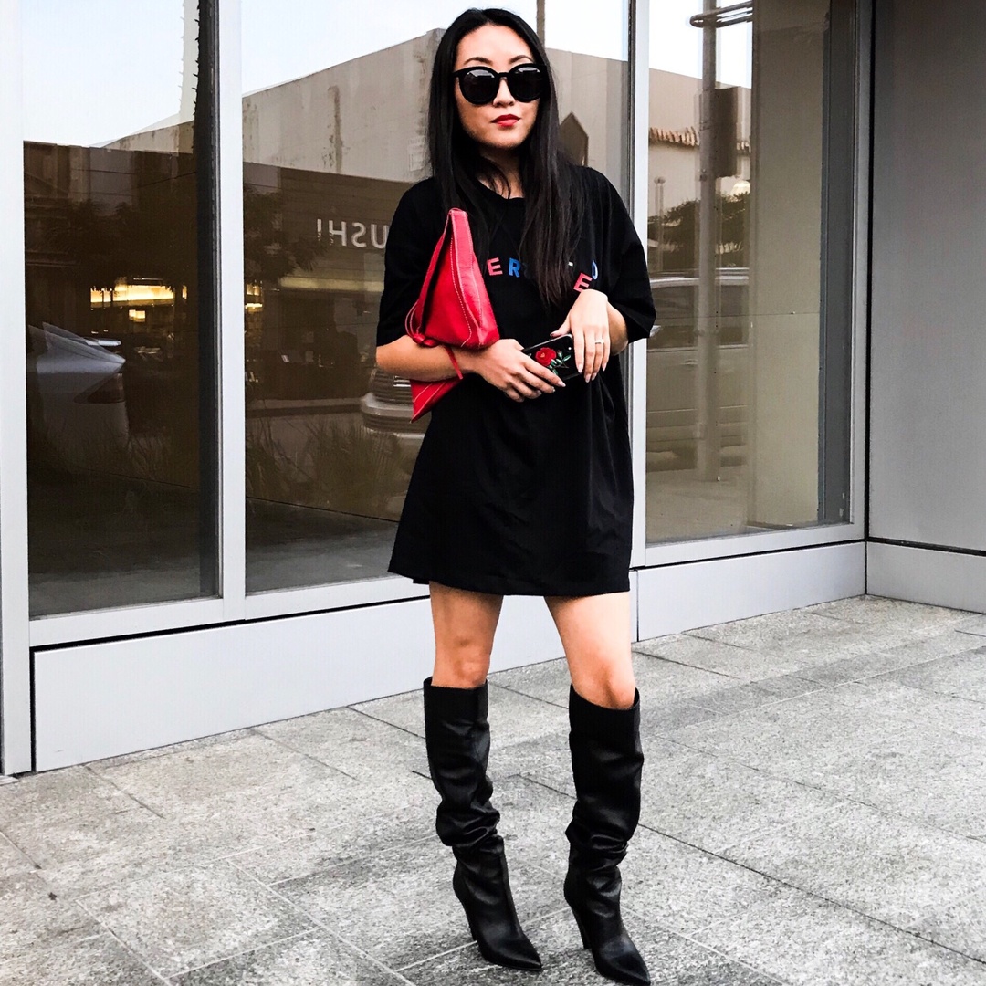 Fashion Look Featuring Karen Walker Sunglasses and Marc Fisher Boots by ...