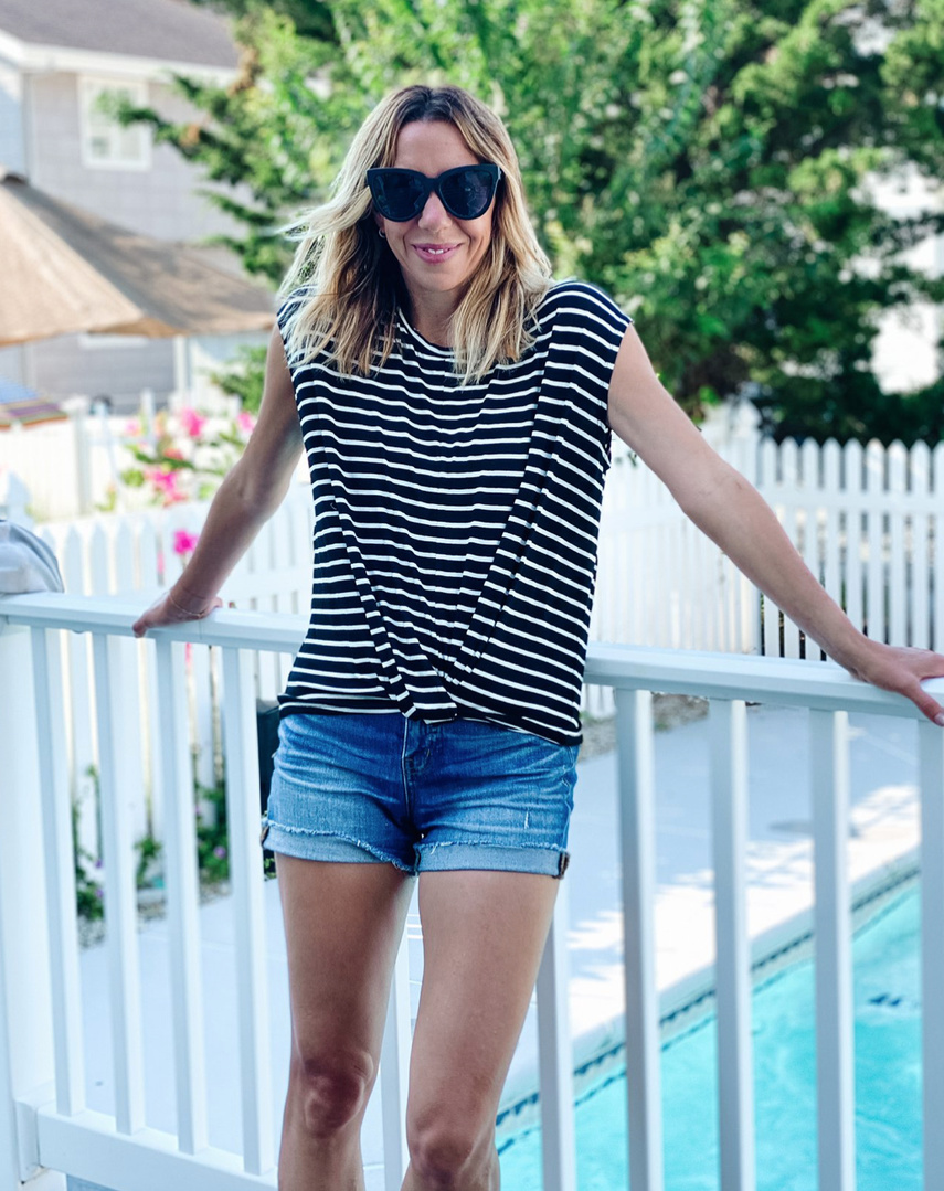 madewell high rise cuffed denim shorts