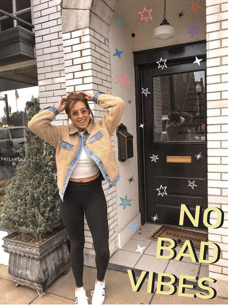 denim & faux shearling reversible jacket