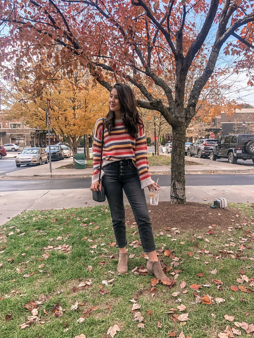 Cardiff striped crewneck hotsell sweater in coziest yarn