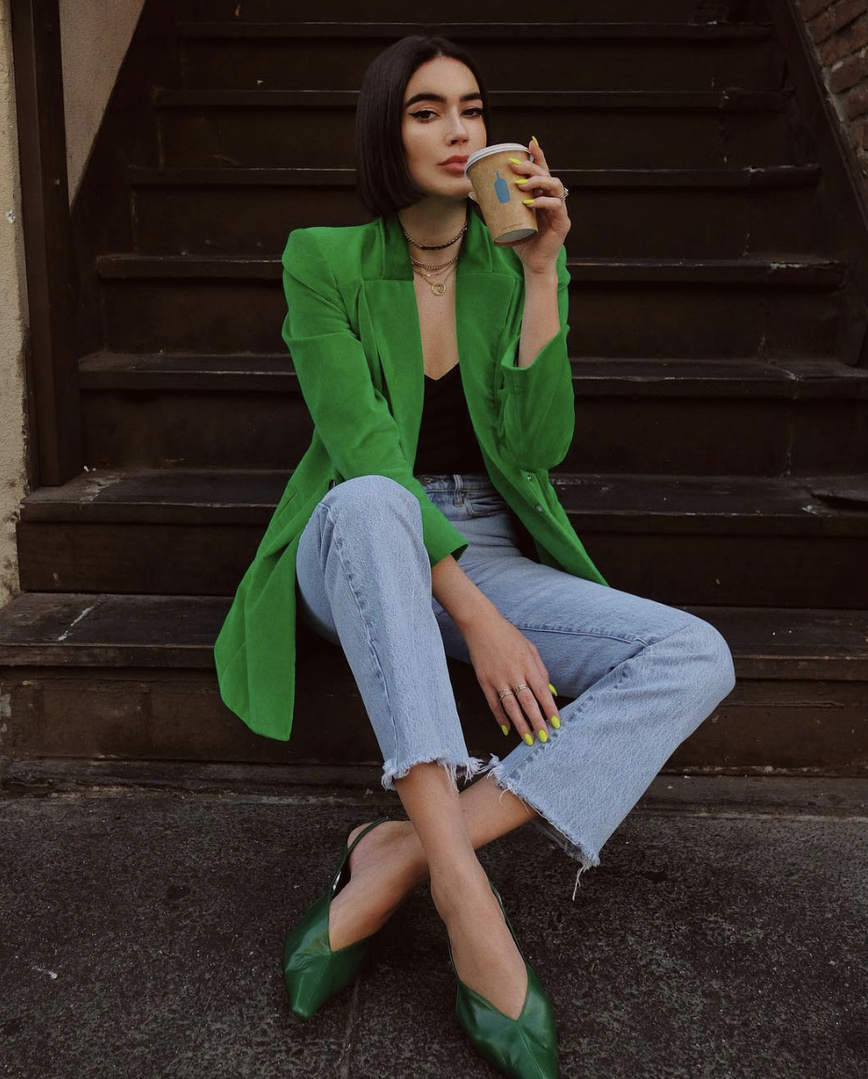 Alice and olivia green velvet outlet blazer