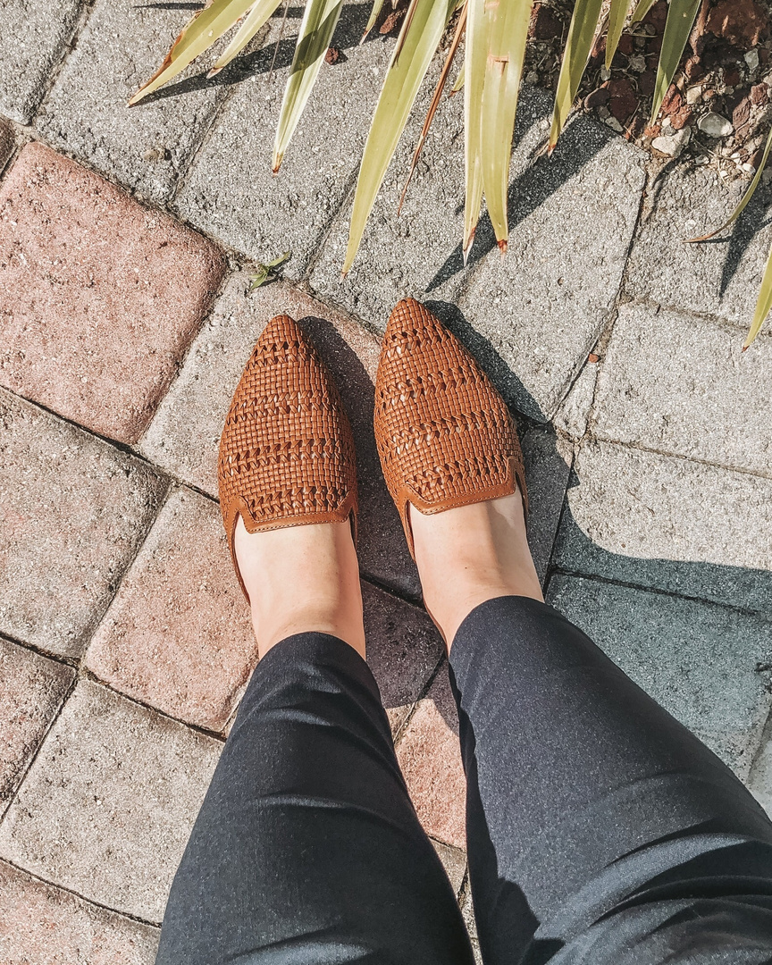 woven backless slip on mules