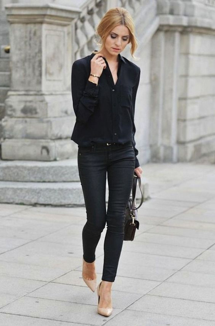 black never goes out of style #allblack #chicstyle #elegant #blackdenim #feminine #shopstyle #cosmicstyle