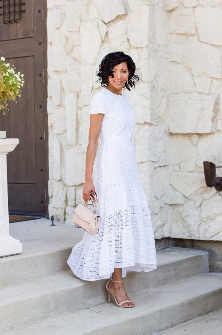 banana republic eyelet midi dress