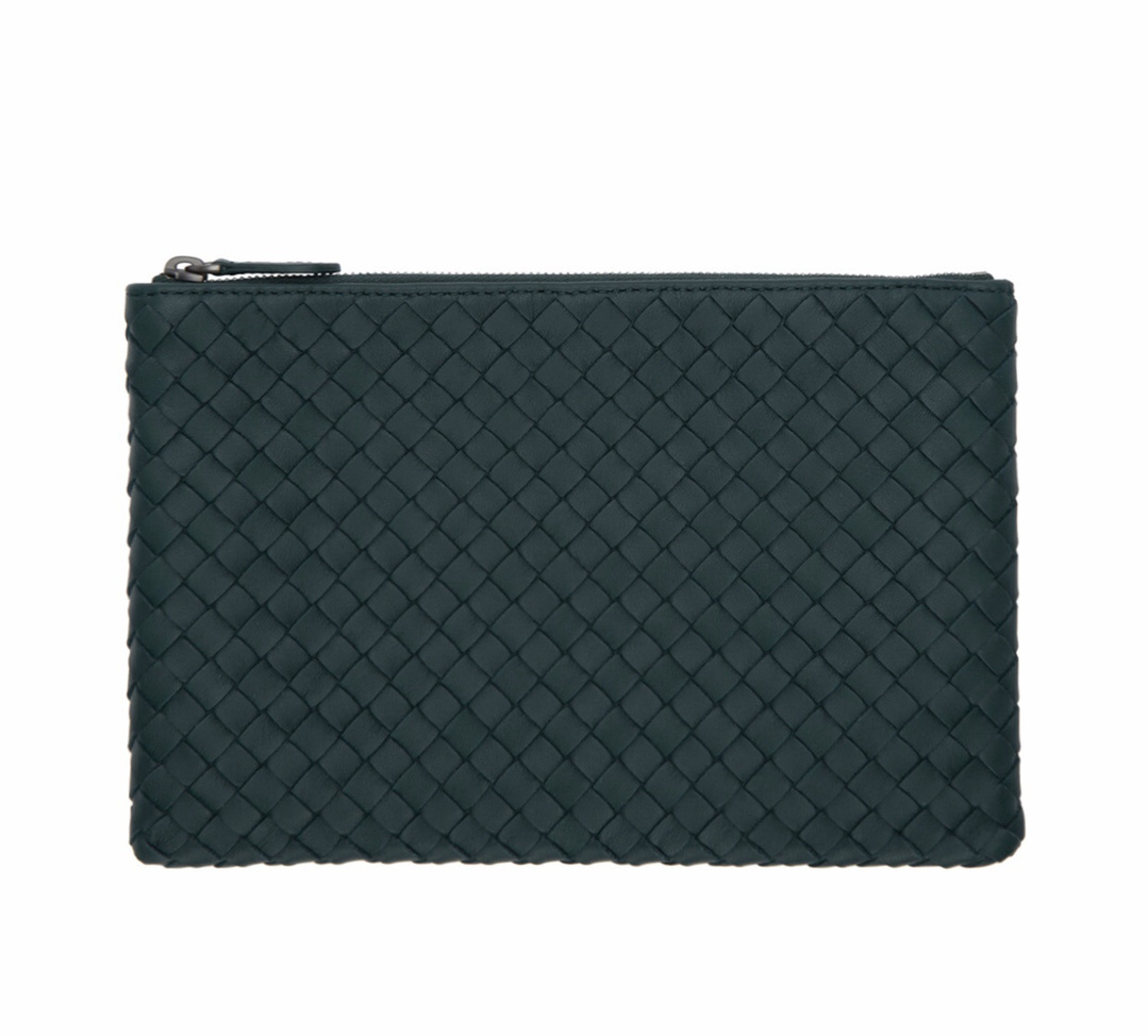 Look by Jennifer sattler featuring Bottega Veneta Blue Intrecciato Biletto Pouch