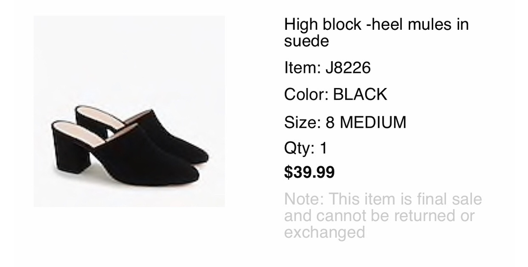 j crew high block heel mules