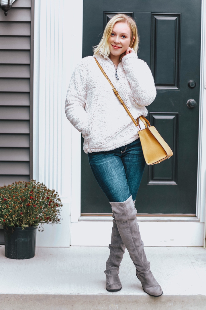 frosty garnet sherpa pullover