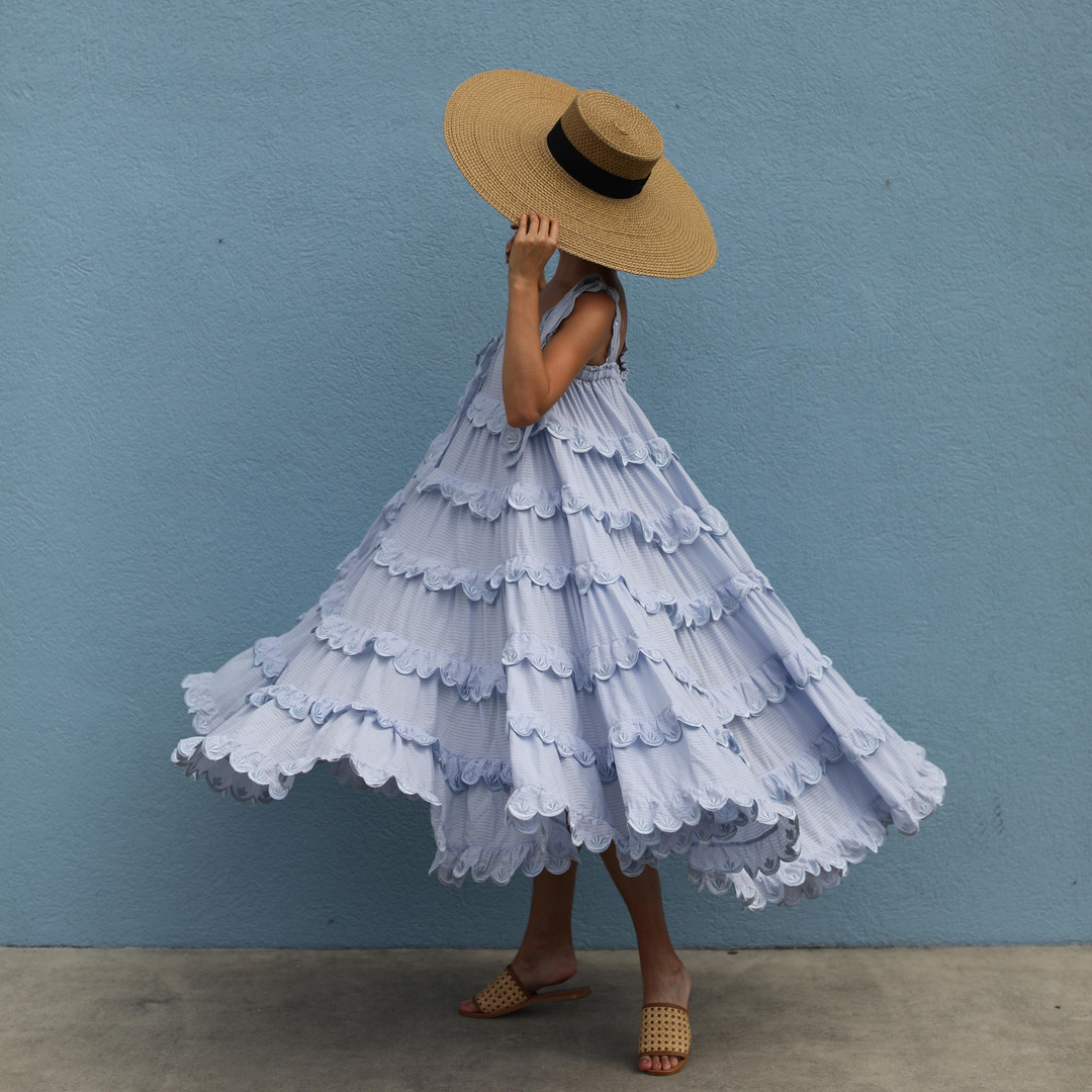 light blue seersucker dress