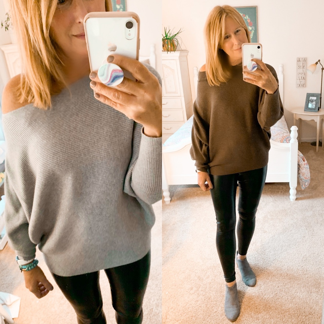 Faux Leather Leggings + Oversized Sweater