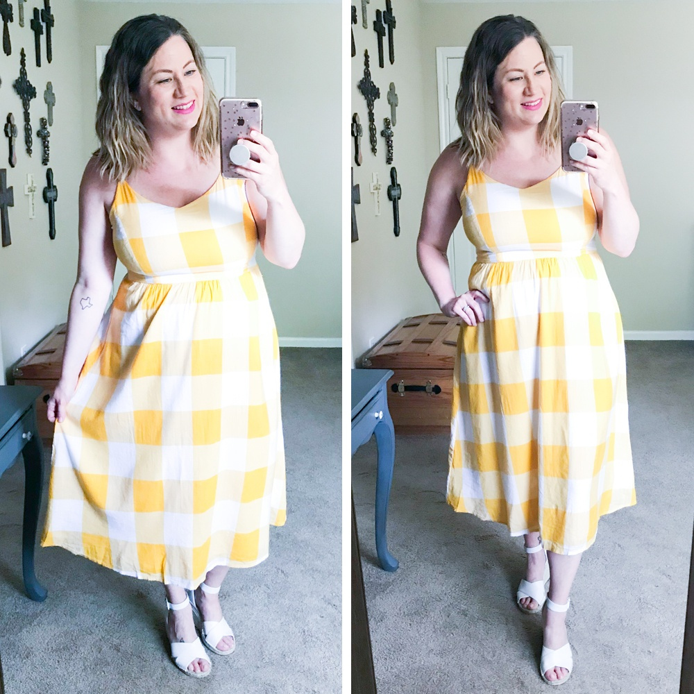 old navy yellow gingham dress