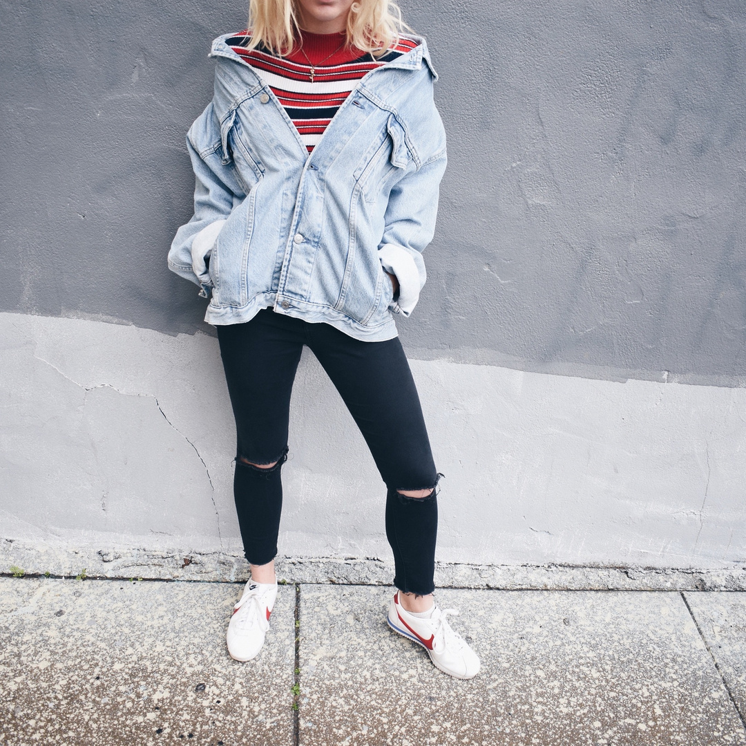 Fashion Look Featuring Topshop Denim Jackets and Nike Sneakers ...