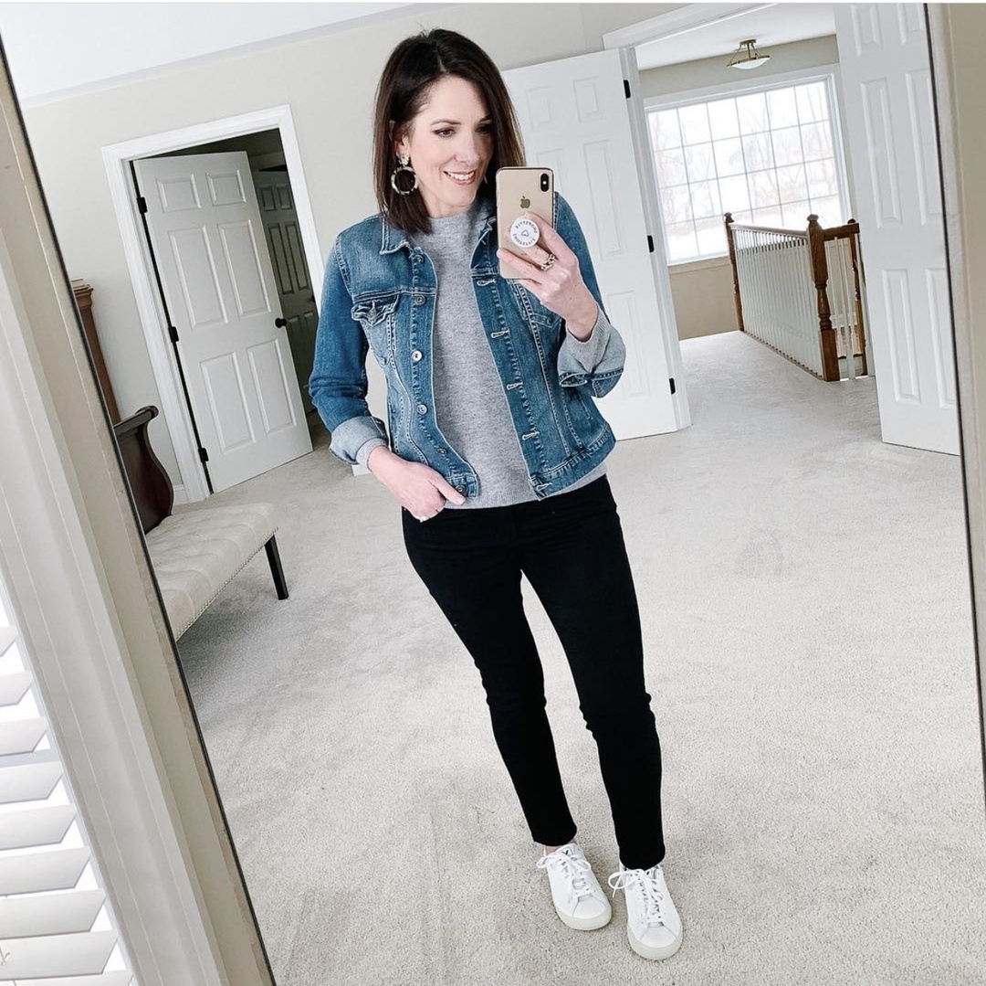 Fashion Look Featuring Vince Camuto Denim Jackets and Everlane Cashmere ...