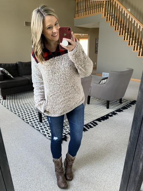 petite sherpa pullover
