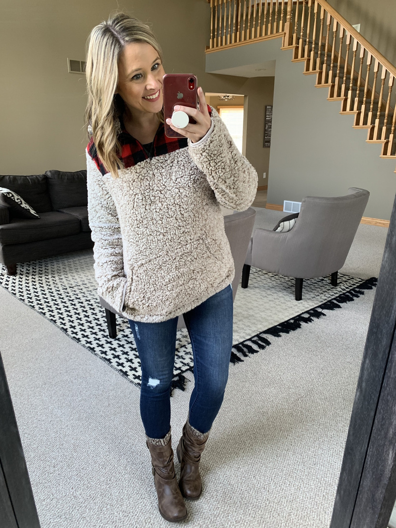 half sherpa half denim jacket