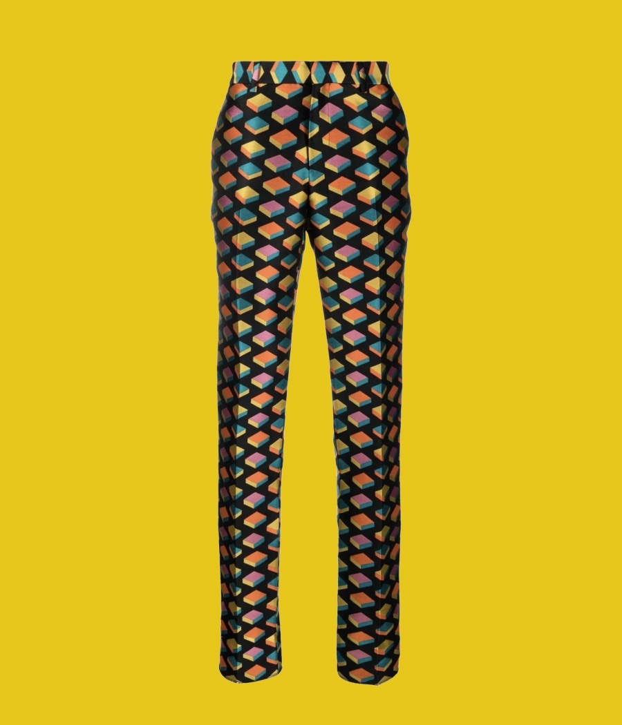 FARFETCH + Moschino Geometric-Print Straight-Leg Trousers