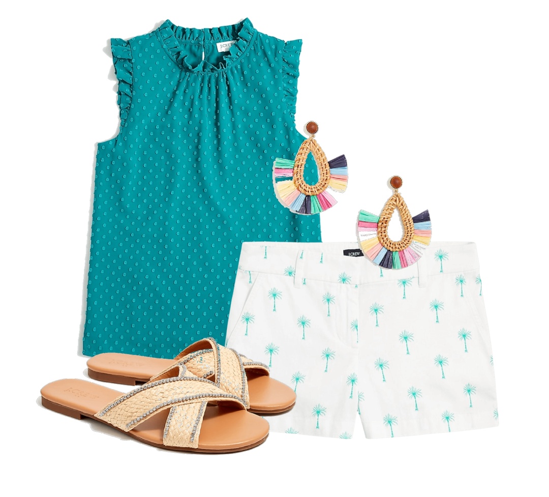 Fashion Look Featuring J.Crew Factory Earrings and J.Crew Factory Slide ...