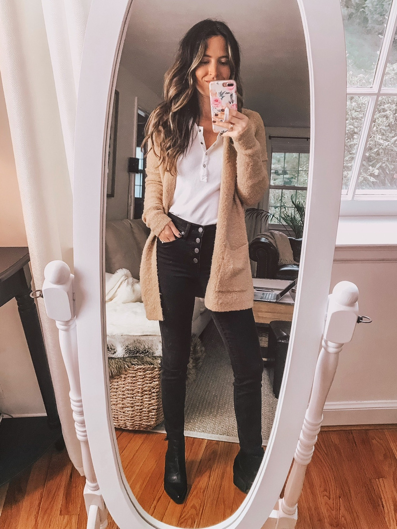 Fashion Look Featuring Free People Cardigans and Marc Fisher Booties by ...