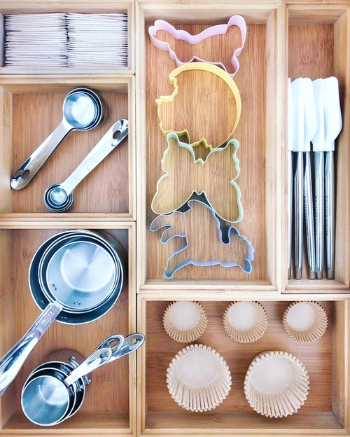 Stackable Acacia Drawer Organizers