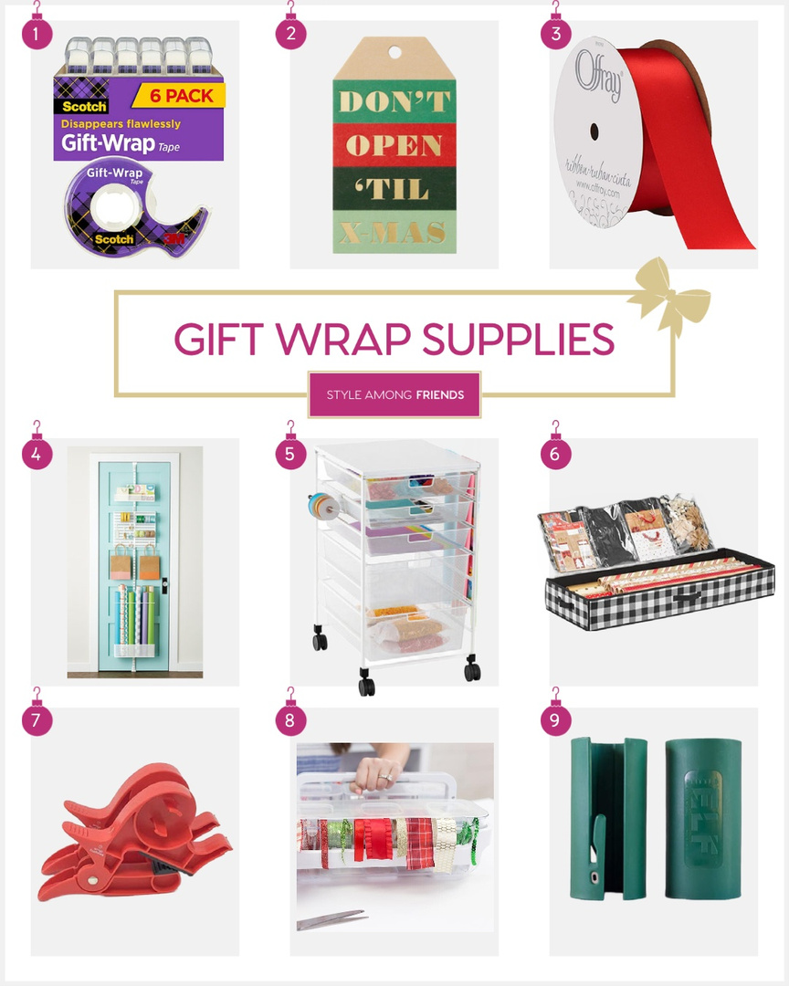 Fashion look featuring container store wrapping paper and container