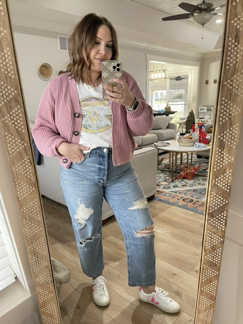 Rosalía Wears Cardigan With Mom Jeans & 6-Inch Platforms After