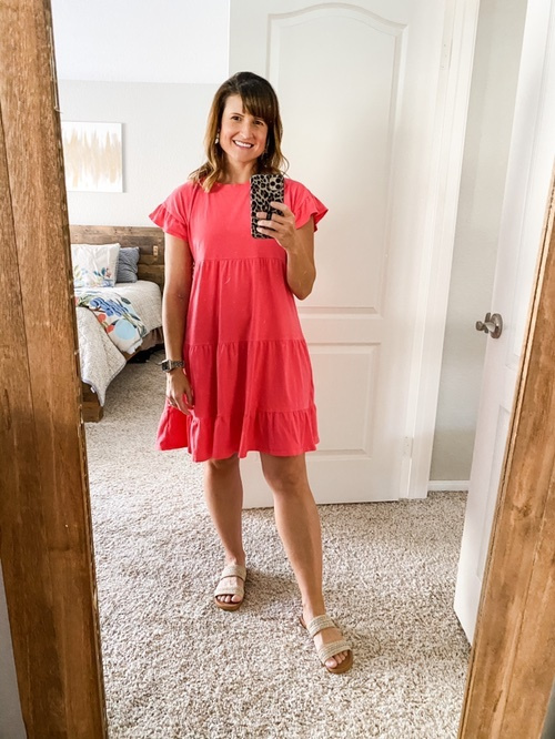 j crew swingy tiered jersey dress