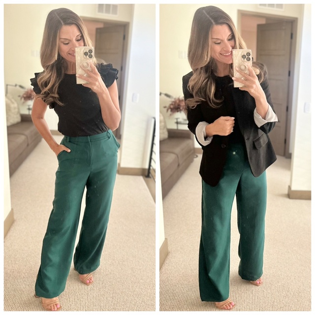 to style green pants - Use code CANDACE10 to save 10% off my look. Everything is true to size. Wearing a small in each piece.