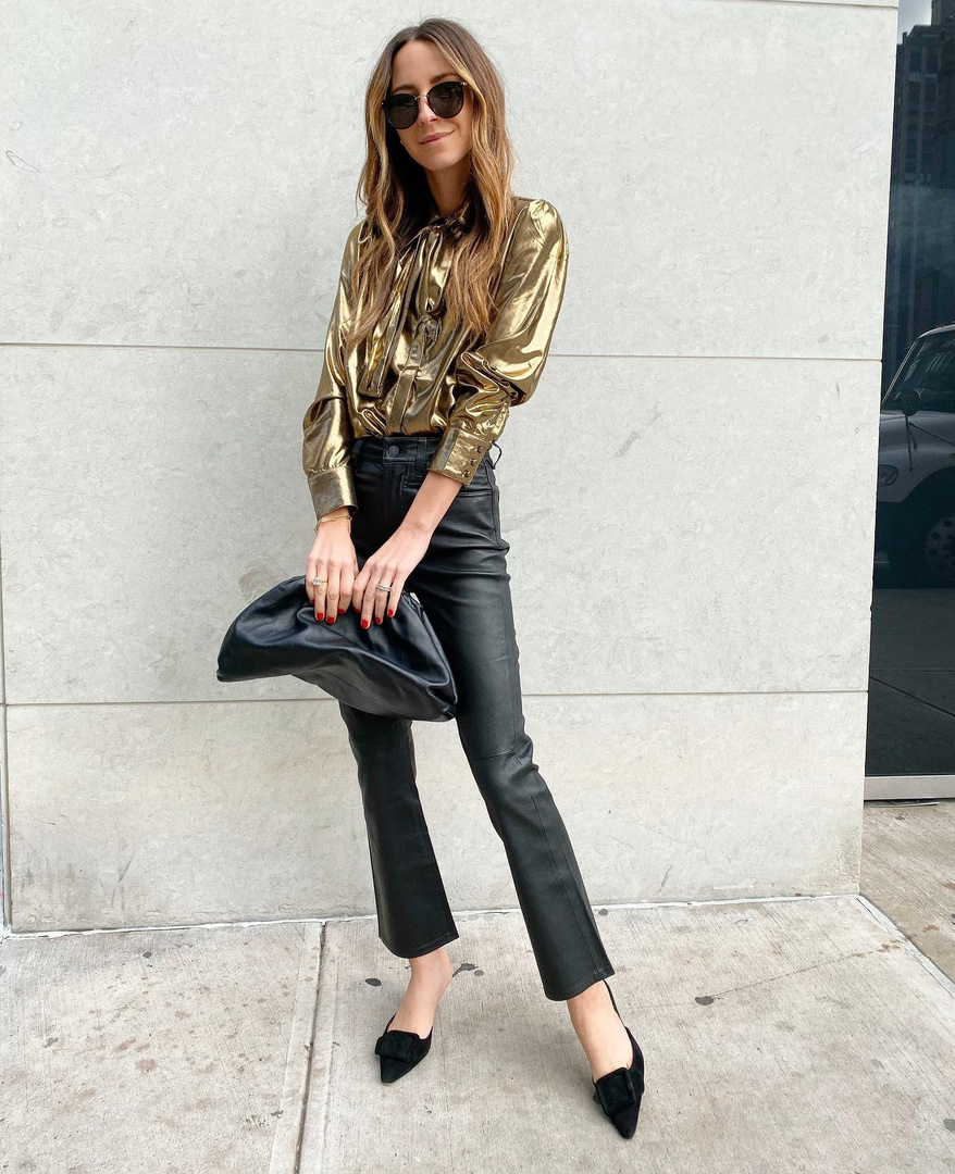 Look by somethingnavy featuring 7 For All Mankind Satin Neck Tie Top In Liquid Gold