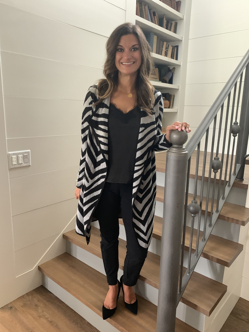 vince camuto zebra cardigan