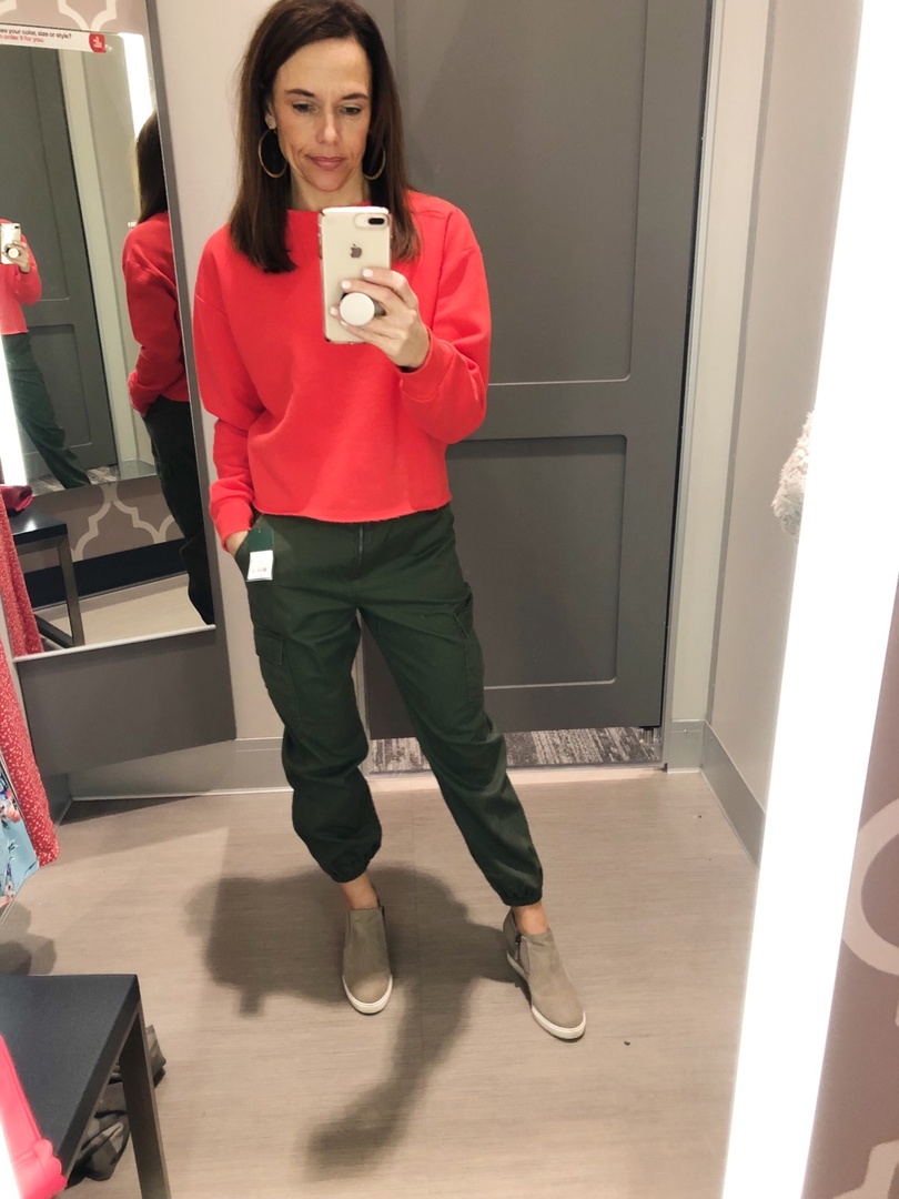 Look by coffeeandcannoli featuring Wild Fable Women's High-Rise Zip Front Cargo Pants - Wild Fable Olive