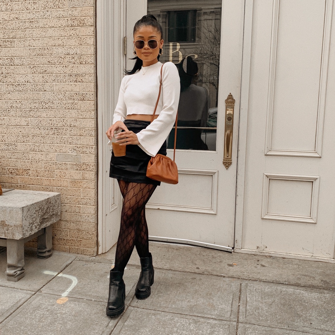 Fashion Look Featuring Gucci Hosiery and L'Academie Crop Tops by