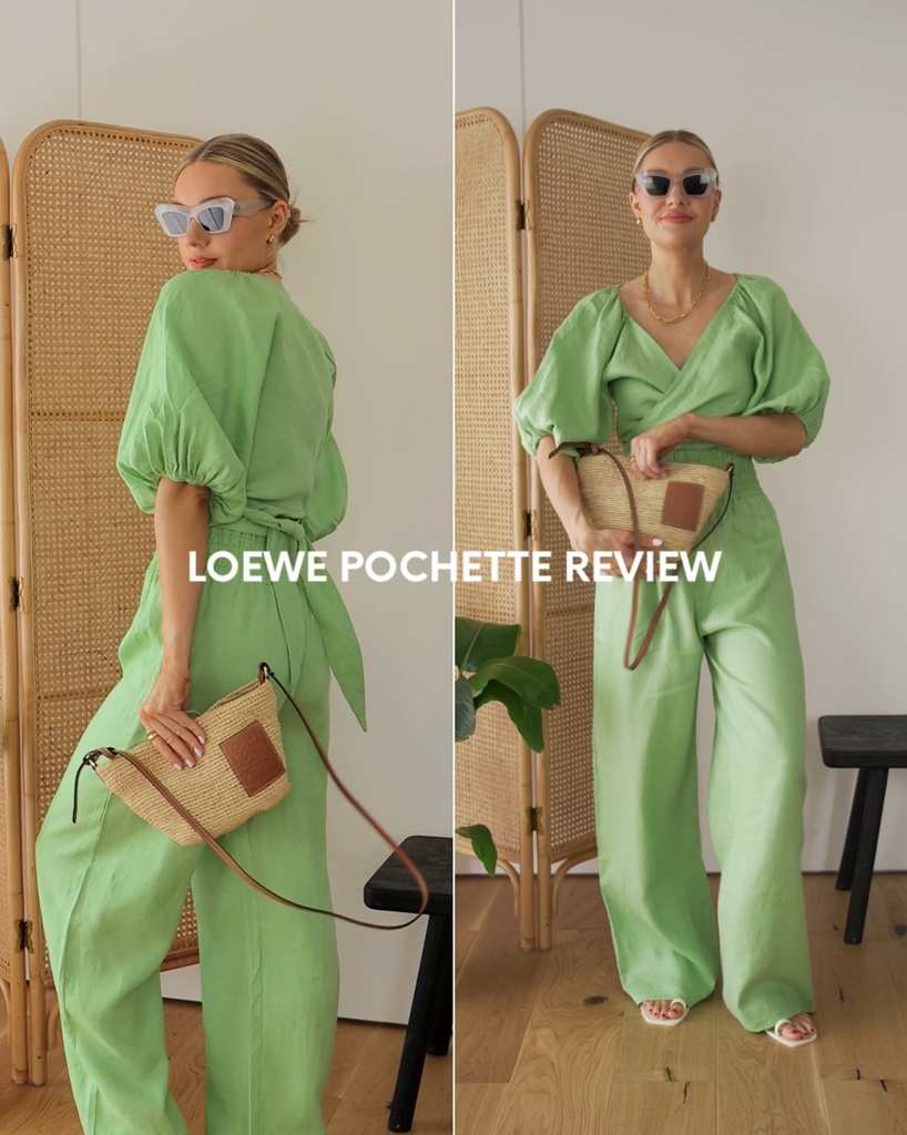 Loewe + Paula's Ibiza Pochette Leather-trimmed Woven Raffia