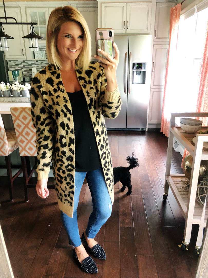 long leopard jacquard cardigan