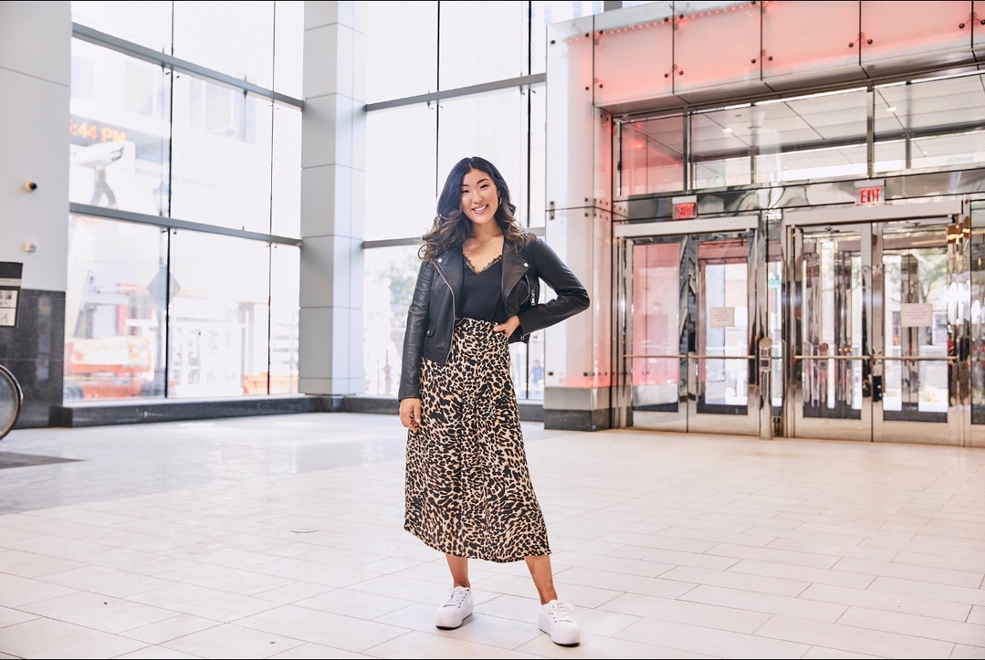 leopard print pull on midi skirt