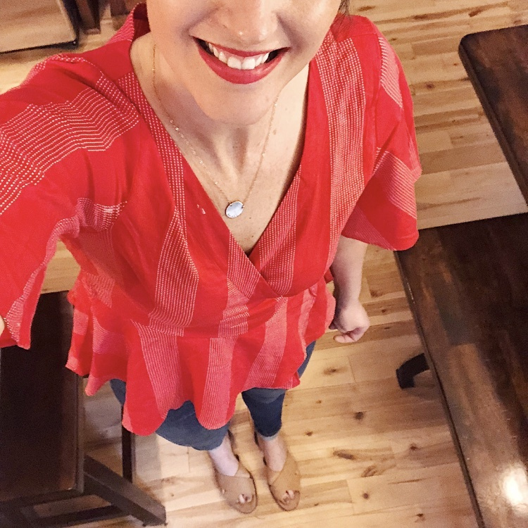 loft striped wrap top