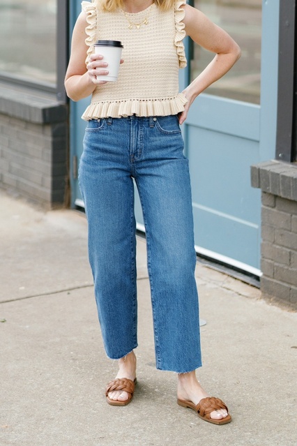hese wide leg crop jeans and brown slides made the list.

What items would you have on your own capsule wardrobe this season?