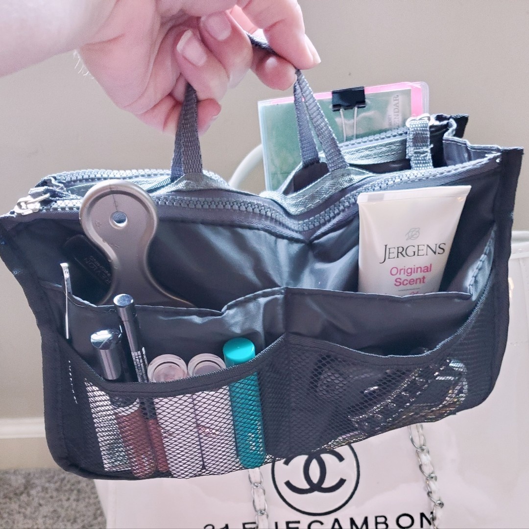 Vercord Purse Organizer Insert for Handbags Bag Organizers Inside Tote Pocketbook Women Nurse Nylon 13 Pockets Black Medium 