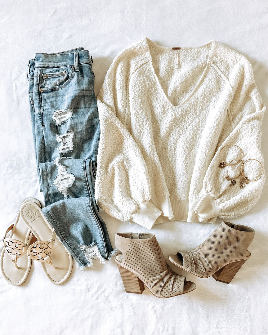 Fashion Look Featuring Free People Sweaters and Express Skinny Jeans by