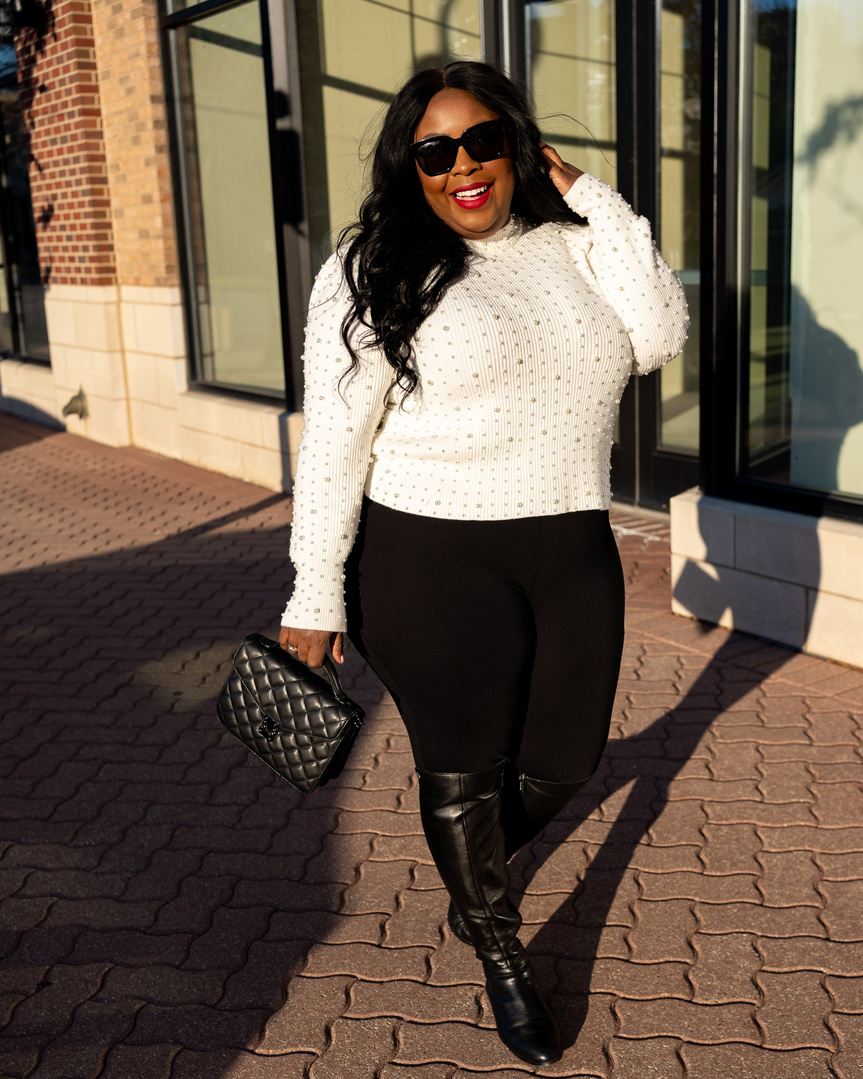 Fashion Look Featuring Express Crewneck & Swoop Neck Sweaters and Spanx  Plus Size Pants by candesland - ShopStyle