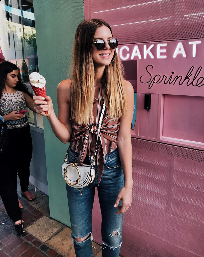 Major weakness for tie-up tops right now 😍 (and, dang it... now I'm craving cookie dough ice cream again 🙈) more cute tops like this on www.takeaim.nu! #blogpost #chloegirls #chloe #sprinkles #icecream #whatiwore #ootd #travelblog #travelblogger#blogger #pinterest #inspo #fashionblogger #blog #fashionblog #instablog #instafashion #outfitinspo #instastyle #ootdmagazine #igstyle #styleblogger #instagood #personalstyle #wiw #igfashion #hairinspo #ombre