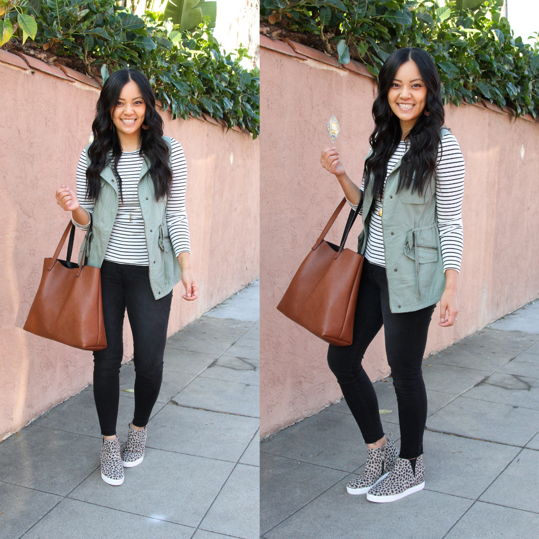 Fashion Look Featuring Caslon Vests and Caslon Wedges by