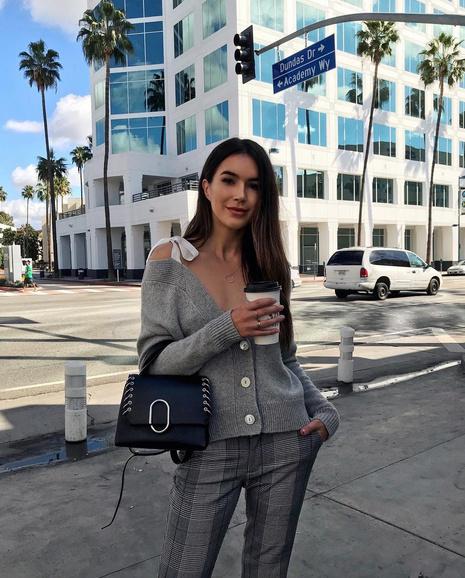 Hot latte kinda day 🤗 #wearitloveit #getthelook #todaysdetails #currentlywearing #lookoftheday #fallfashion #mylook #ootd #plaid #cinqasept #offtheshoulder #sweater #cardigan