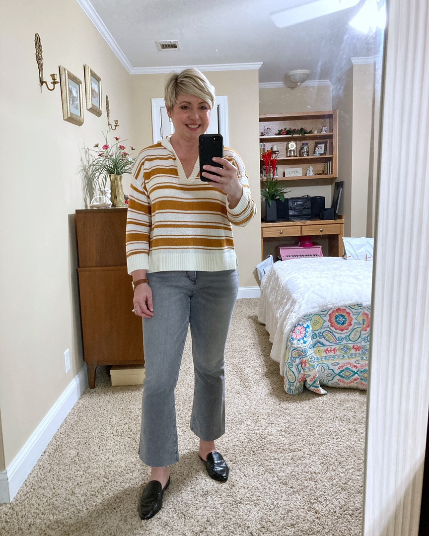 Look by Savvy Southern Chic featuring Curvy Fresh Cut High Rise Kick Crop Jeans in Light Vapor Grey