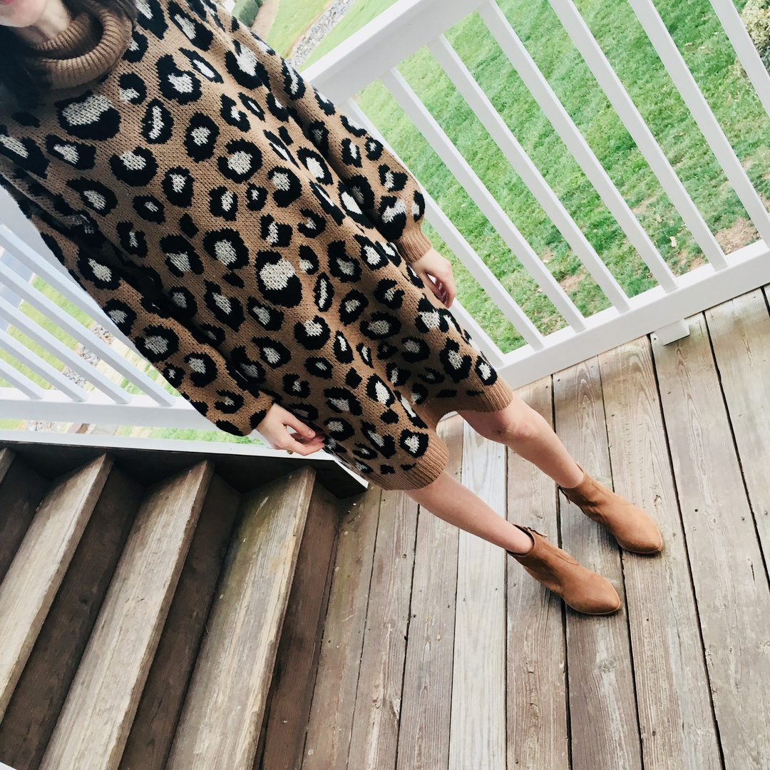 loft leopard sweater dress