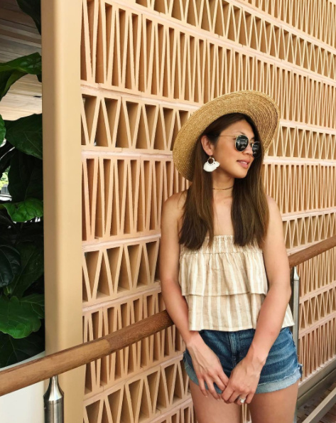 #stripes #denim #shorts #earrings #strawhat #summerstyle