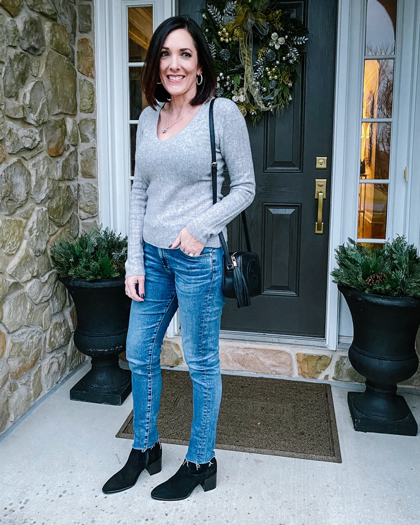 Look by Jo-Lynne Shane featuring Naadam Cashmere Scoop Sweater Cement