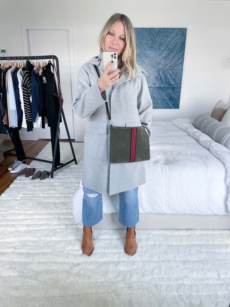 Fashion Look Featuring Clare Vivier Shoulder Bags and Frame Chelsea Boots  by themomedit - ShopStyle