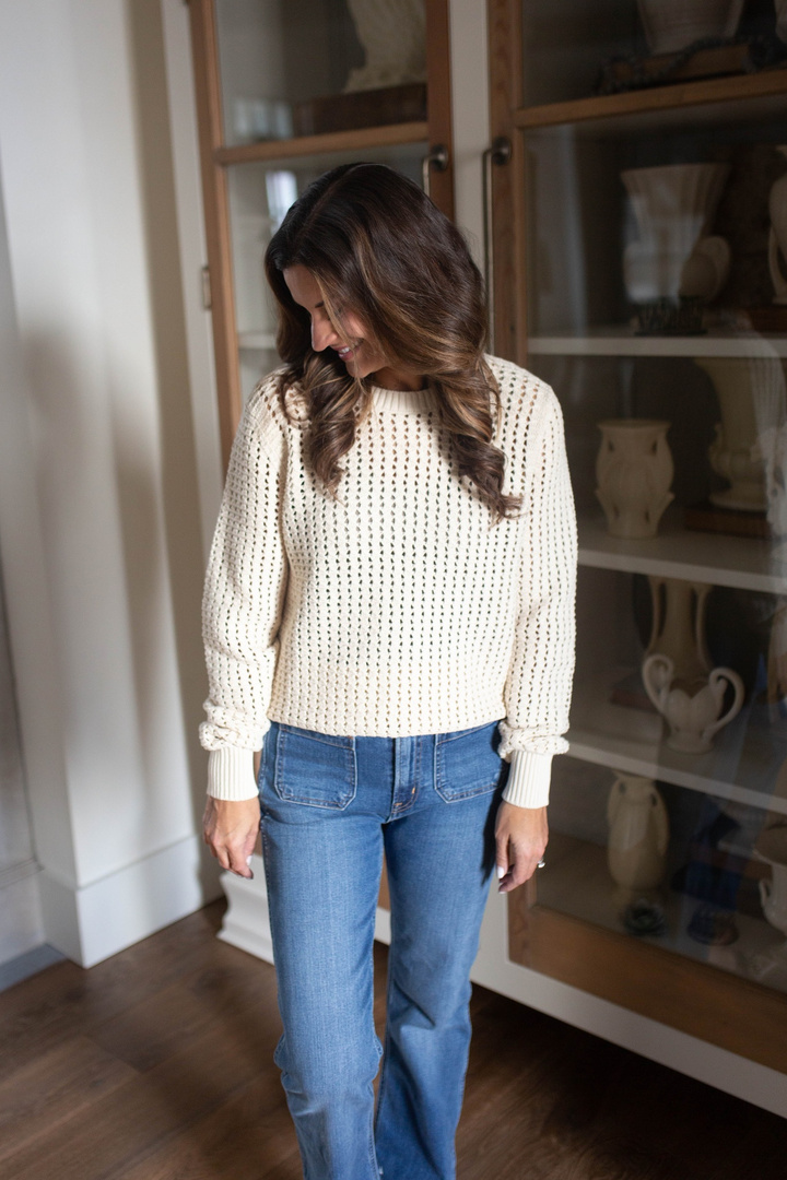 Look by Just Posted featuring Crochet Crewneck Sweater